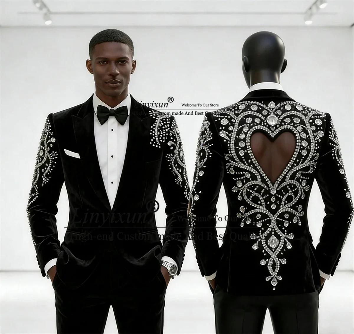 Sparkly Rhinestone Ceystals Men Suits 2 Piece Sets Groom Tuxedos Wedding Customized Male Blazers Slim Fit Fashion Ropa hombre
Sparkly Rhinestone Ceystals Men Suits 2 Piece Sets Groom Tuxedos Wedding Customized Male Blazers Slim Fit Fashion Ropa hombre