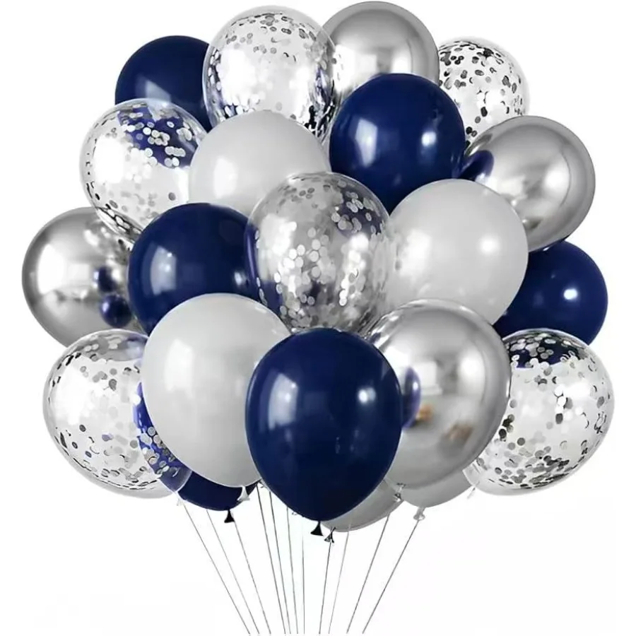 Balloon Bouquet Kit, 50 Pack Assorted Latex Balloons with 3 Ribbons, Navy, White, Silver, and Silver Confetti Balloon Mix, Part
Balloon Bouquet Kit, 50 Pack Assorted Latex Balloons with 3 Ribbons, Navy, White, Silver, and Silver Confetti Balloon Mix, Part