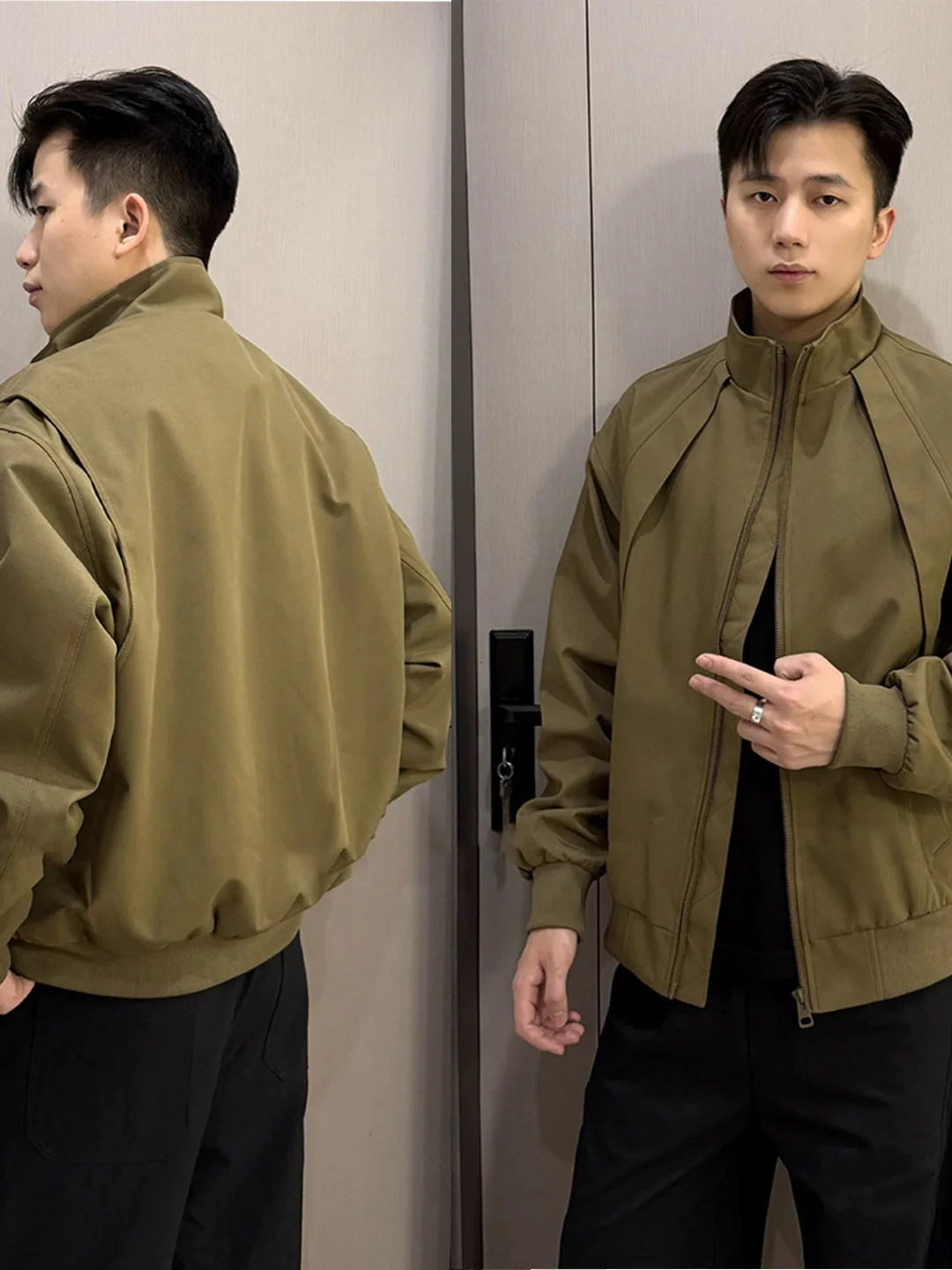 Мужская куртка-ветровка цвета хаки с воротником-стойкой и пэчворком, осенняя, в американском стиле, премиум-класса, Cleanfit Haome
Мужская куртка-ветровка цвета хаки с воротником-стойкой и пэчворком, осенняя, в американском стиле, премиум-класса, Cleanfit Haome