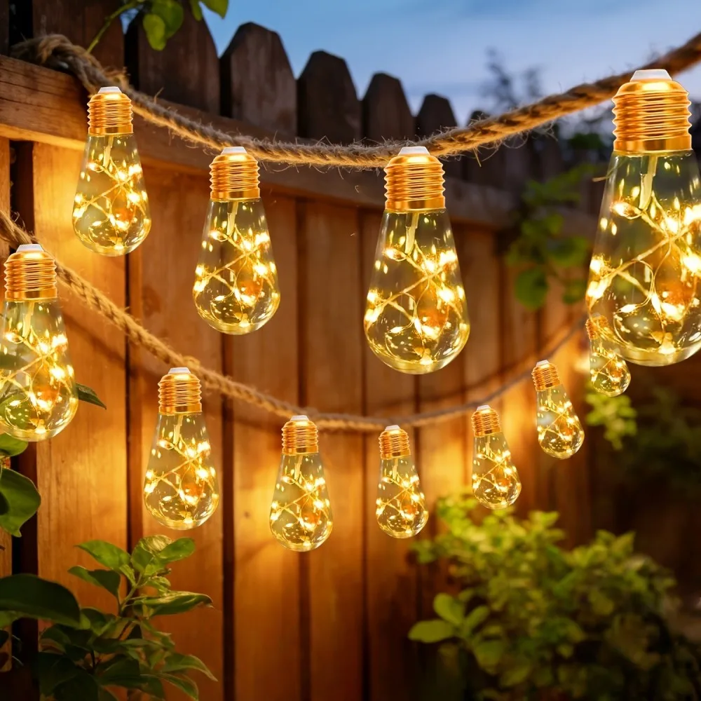 1PC 10/20LED Outdoor Garden Solar Light String, Bulb Hanging Retro Hemp Rope Light String, for Camping Courtyard Fence Garden
1PC 10/20LED Outdoor Garden Solar Light String, Bulb Hanging Retro Hemp Rope Light String, for Camping Courtyard Fence Garden