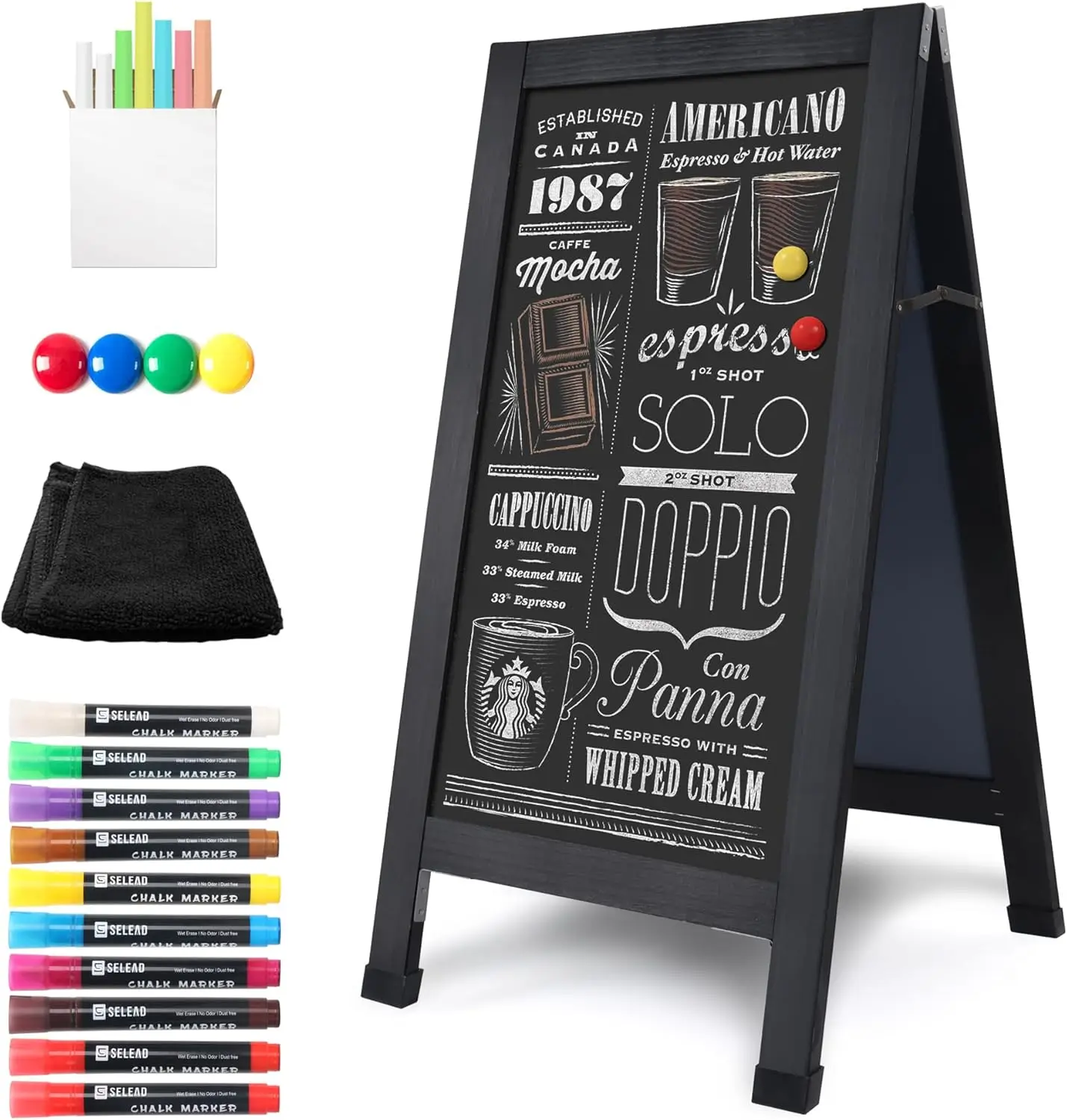 Magnetic Sandwich Board Signs Outdoor Standing Chalkboard Easel for Menu, Business, Cafe, Event - A-Frame Design
Magnetic Sandwich Board Signs Outdoor Standing Chalkboard Easel for Menu, Business, Cafe, Event - A-Frame Design