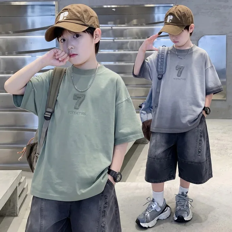 Teen Boys Summer Sportswear Set Boys Clothing For Child Elegant T-shirts+Denim Shorts 2pcs Set Kids Tracksuits Clothes For 4-14Y
Teen Boys Summer Sportswear Set Boys Clothing For Child Elegant T-shirts+Denim Shorts 2pcs Set Kids Tracksuits Clothes For 4-14Y