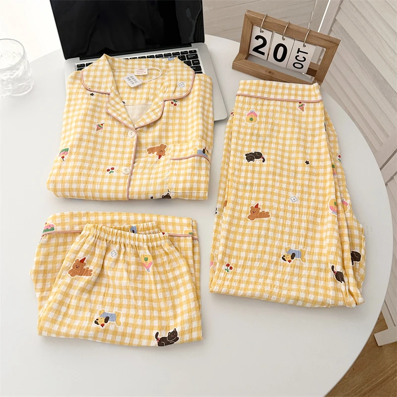 Cute Dog Plaid Spwear ort Sve Cloud Cotton Thin Sweet Student Home Clothes Tee-piece Set for Women Summer Home Clothes
Cute Dog Plaid Spwear ort Sve Cloud Cotton Thin Sweet Student Home Clothes Tee-piece Set for Women Summer Home Clothes