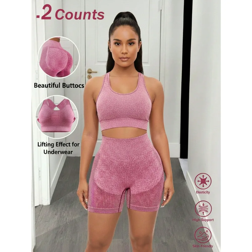 2pcs Seamless High-Elasticity Sportswear,Women's High-Support Detachable Chest Pad Design Sports Bra,High Waist Tummy Control Workout Shorts For Women,Workout Sets For Women,Gym Clothes Women
2pcs Seamless High-Elasticity Sportswear,Women's High-Support Detachable Chest Pad Design Sports Bra,High Waist Tummy Control Workout Shorts For Women,Workout Sets For Women,Gym Clothes Women
