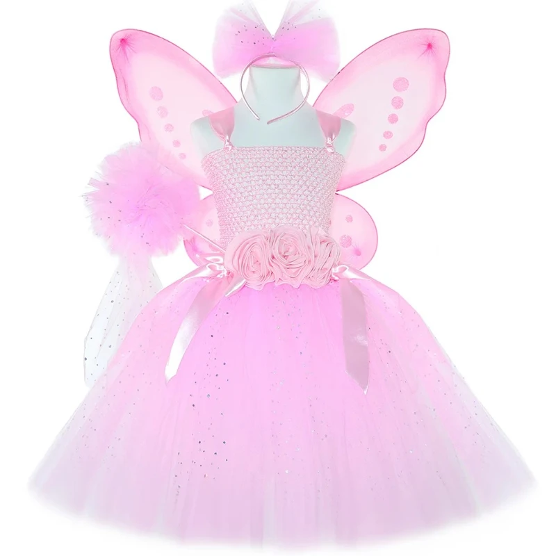 Glitter Pink Flower Fairy Costume for Girls Birthday Party Tulle Tutu Cosplay Dress Toddler Kids Halloween Butterfly Dress Up
Glitter Pink Flower Fairy Costume for Girls Birthday Party Tulle Tutu Cosplay Dress Toddler Kids Halloween Butterfly Dress Up