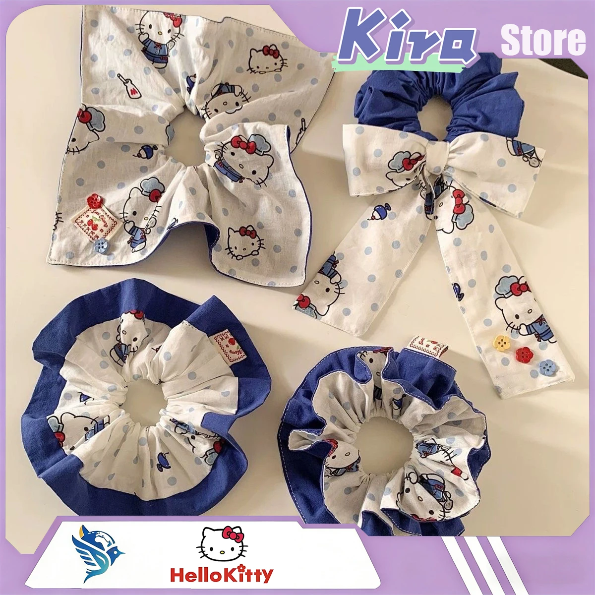 HELLO KITTY Cute Blue dots Kt Cat Ins Sweet Braided large intestine hair band Super big bun hairstyle Cartoon kawaii Accessories
HELLO KITTY Cute Blue dots Kt Cat Ins Sweet Braided large intestine hair band Super big bun hairstyle Cartoon kawaii Accessories
