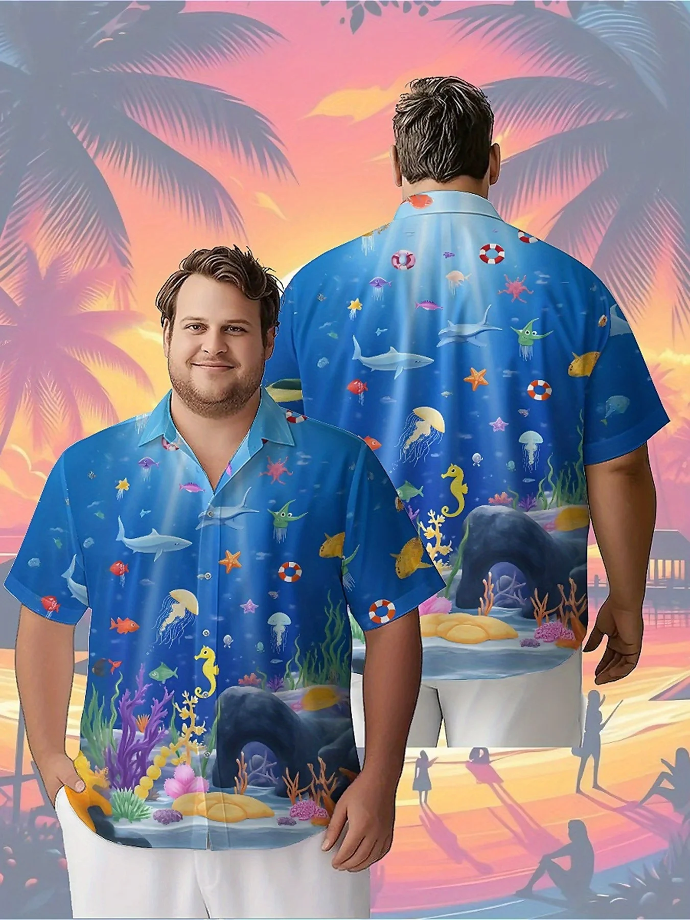 Men's Plus Size Hawaiian Shirts Shark, Dolphin, Coral and Fantasy Pattern, Unisex Aloha Shirts,New in Summer Tops Tee,streetwear
Men's Plus Size Hawaiian Shirts Shark, Dolphin, Coral and Fantasy Pattern, Unisex Aloha Shirts,New in Summer Tops Tee,streetwear