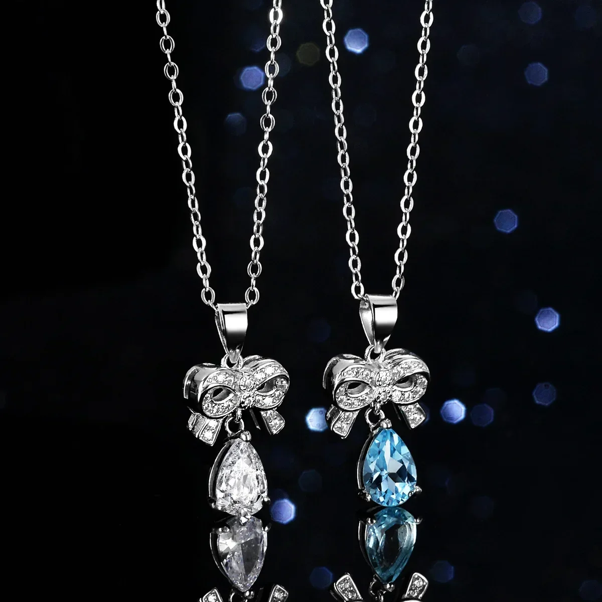Boutique PT950 platinum necklace natural blue topaz 1 carat moissanite diamond pendant female bow drop clavicle chain
Boutique PT950 platinum necklace natural blue topaz 1 carat moissanite diamond pendant female bow drop clavicle chain