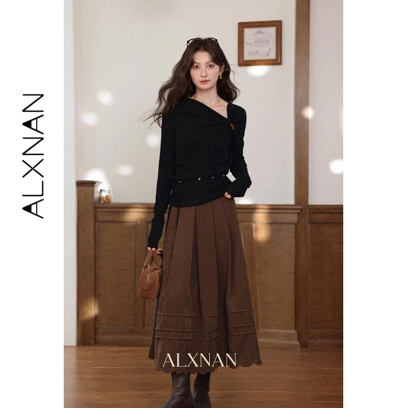 ALXNAN Black Long Sleeve T-shirt Women Asymmetrical Oblique Collar Autumn Winter Slim-fit Tees Fashion Elegant Ladies Top L50709
ALXNAN Black Long Sleeve T-shirt Women Asymmetrical Oblique Collar Autumn Winter Slim-fit Tees Fashion Elegant Ladies Top L50709