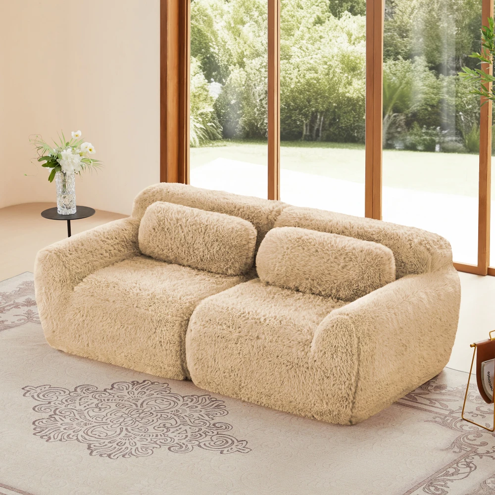 2-seater Modular Sectional Sofa Couches,Soft Fluffy Plush Fabric Bottom Anti-Slip Design,32D High Density Sponge,No Assembly
2-seater Modular Sectional Sofa Couches,Soft Fluffy Plush Fabric Bottom Anti-Slip Design,32D High Density Sponge,No Assembly