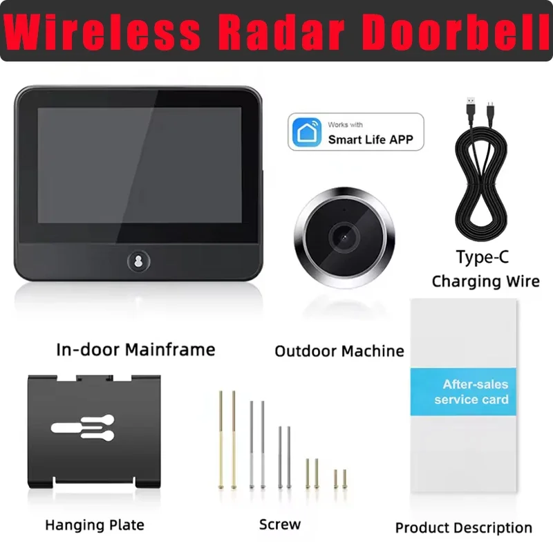 1080P глазок камеры 5000 мАч аккумулятор ночного видения Smart Life приложение Wi-Fi дверной звонок радар PIR детектор движения цифровой просмотрщик
1080P глазок камеры 5000 мАч аккумулятор ночного видения Smart Life приложение Wi-Fi дверной звонок радар PIR детектор движения цифровой просмотрщик