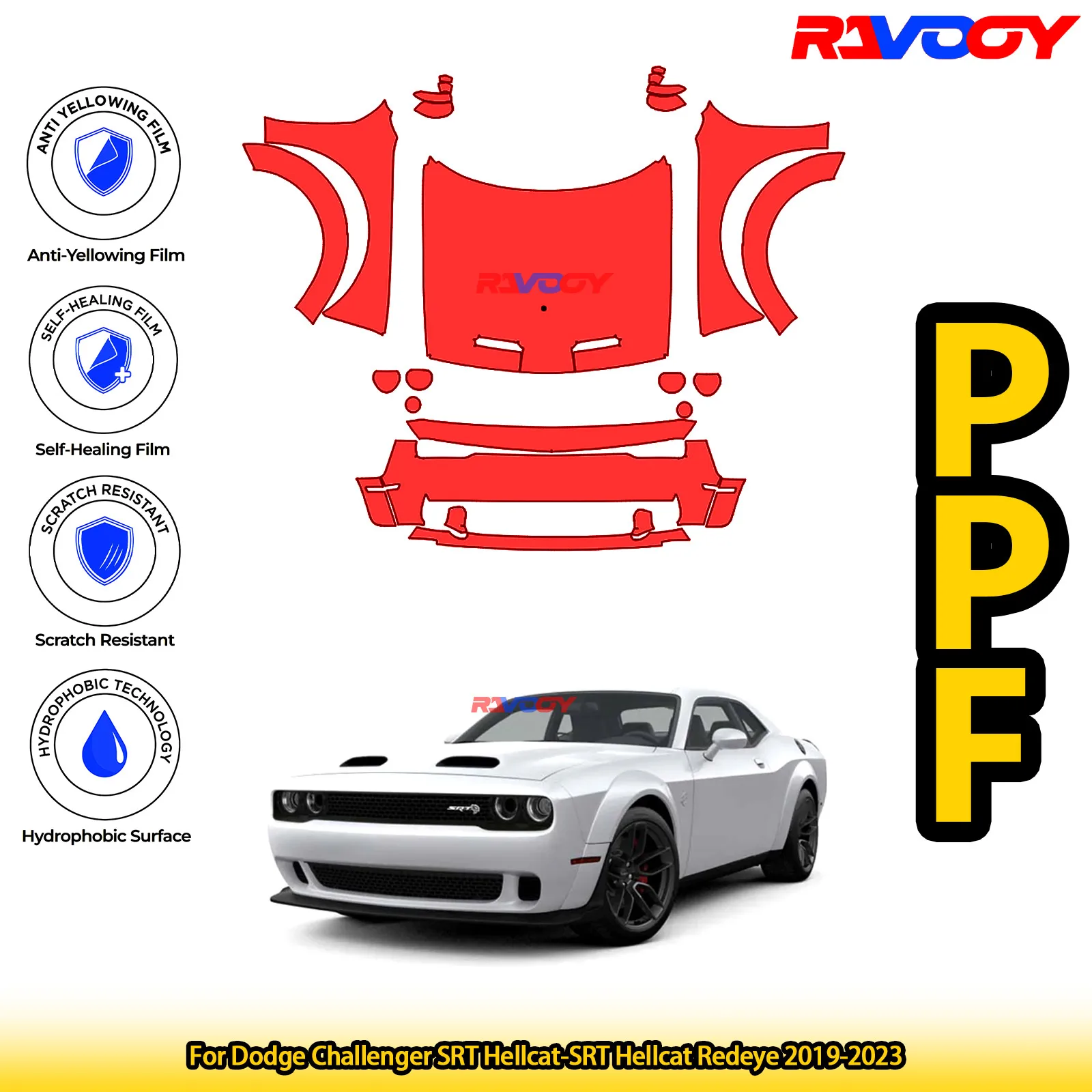 For Dodge Challenger SRT Hellcat Redeye 2019-2023 Glossy Matte Black Precut front PPF Kit Paint Protection Film
For Dodge Challenger SRT Hellcat Redeye 2019-2023 Glossy Matte Black Precut front PPF Kit Paint Protection Film