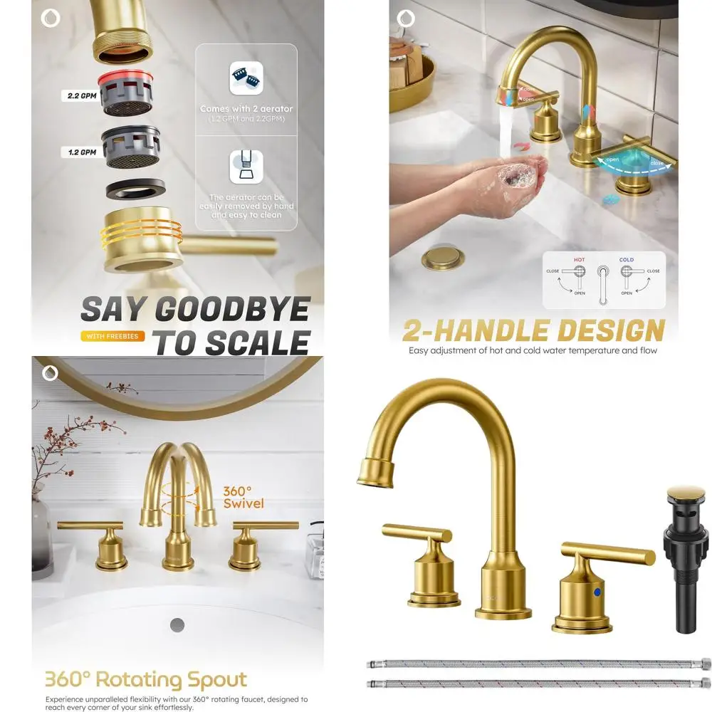 Antique 8 Widespread 3-Hole Brass Sink Faucet with 2 Handles and Pop-Up Drain
Antique 8 Widespread 3-Hole Brass Sink Faucet with 2 Handles and Pop-Up Drain