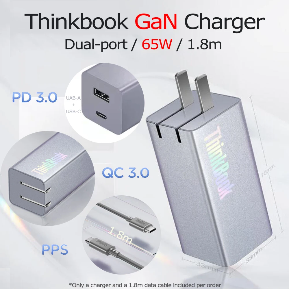Зарядное устройство GaN Lenovo Thinkbook 65 Вт, двухпортовый мини-адаптер питания USBA USBC TypeC 1,8 м для ноутбука, телефона, PD3.0 QC3.0 PPS, быстрая зарядка
Зарядное устройство GaN Lenovo Thinkbook 65 Вт, двухпортовый мини-адаптер питания USBA USBC TypeC 1,8 м для ноутбука, телефона, PD3.0 QC3.0 PPS, быстрая зарядка