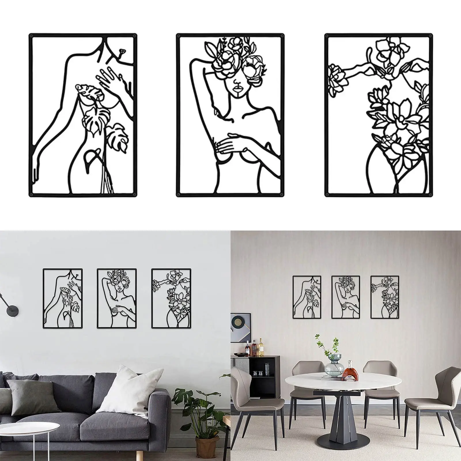 3pcs, Minimalist Abstract Woman Home Art Metal Line Drawing Wall Decor in Bedroom, Kitchen, Bathroom, and Living Room
3pcs, Minimalist Abstract Woman Home Art Metal Line Drawing Wall Decor in Bedroom, Kitchen, Bathroom, and Living Room