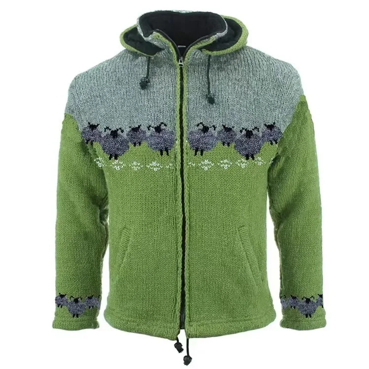 Autumn Men's And Winter Jacquard Knit Sweater With Zipper Style Long Sleeved Hooded Woolen Jacket Sy0076
Autumn Men's And Winter Jacquard Knit Sweater With Zipper Style Long Sleeved Hooded Woolen Jacket Sy0076