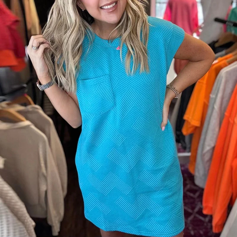 Casual Candy Color Textured Knit Summer Dress Women Sexy Round Neck Pocket Mini Dress Spring Short Sleeve T-shirt Pullover Dress
Casual Candy Color Textured Knit Summer Dress Women Sexy Round Neck Pocket Mini Dress Spring Short Sleeve T-shirt Pullover Dress