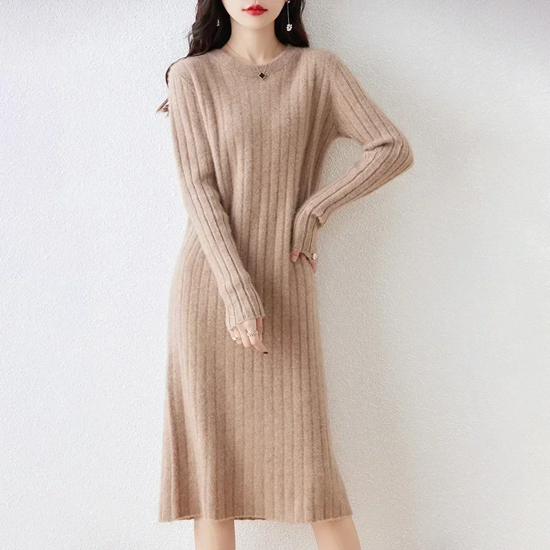 2023 Autumn Winter New Women Fashion Dress 100% Wool Warm Sweater Dress Long Sleeve Knitted Pullover Female Casual Dresses
2023 Autumn Winter New Women Fashion Dress 100% Wool Warm Sweater Dress Long Sleeve Knitted Pullover Female Casual Dresses