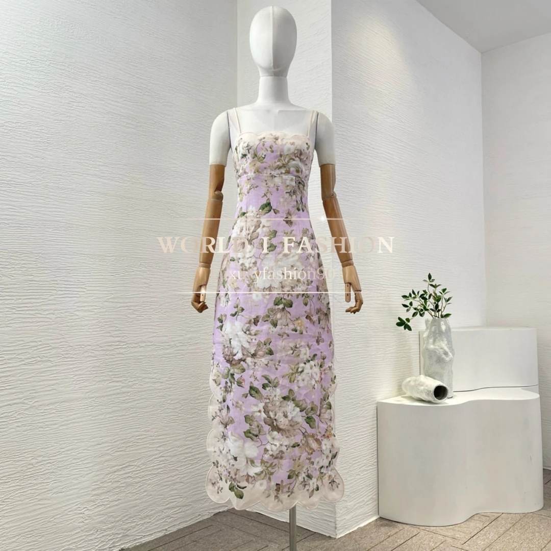 Pure Linen 2024 New Elegant High Quality Purple Floral Print Sleeveless Backless Cut Out Women Camisole Tube Midi Dress
Pure Linen 2024 New Elegant High Quality Purple Floral Print Sleeveless Backless Cut Out Women Camisole Tube Midi Dress