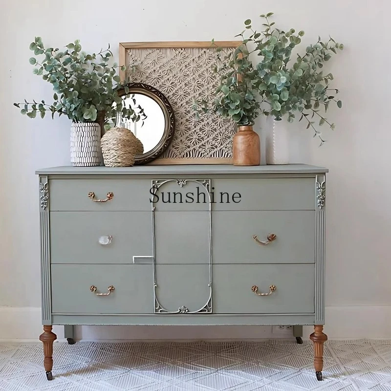 French retro chest solid wood entrance entrance living room home foyer wall drawer decoration
French retro chest solid wood entrance entrance living room home foyer wall drawer decoration