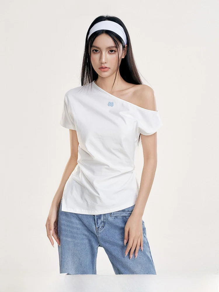Cleanfit White T-irt oulder Bared Waist aped ort Sve Asymmetrical Design Cotton Blend Comfortable Summer Top
Cleanfit White T-irt oulder Bared Waist aped ort Sve Asymmetrical Design Cotton Blend Comfortable Summer Top