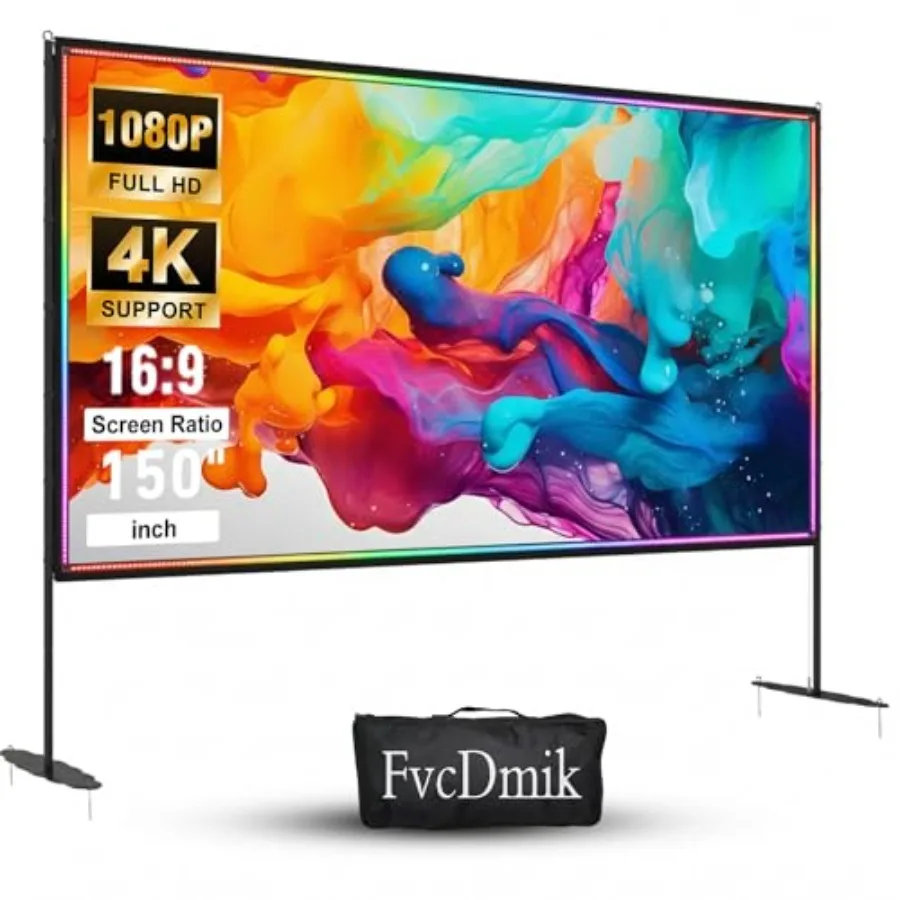 150 Inch Portable Outdoor LED Strip Projector Screen with Stand 16:9 4K HD Movie Screen Lightweight Indoor Outdoor Projection S
150 Inch Portable Outdoor LED Strip Projector Screen with Stand 16:9 4K HD Movie Screen Lightweight Indoor Outdoor Projection S