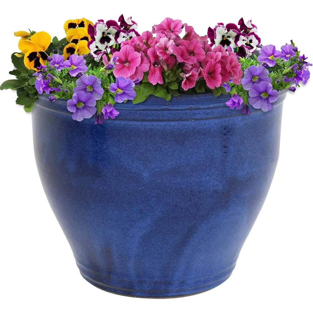 18.5" Large Ceramic Plant Pot - Round Outdoor Glazed Ceramic Planter Pot with Drainage - Imperial Blue - Studio
18.5" Large Ceramic Plant Pot - Round Outdoor Glazed Ceramic Planter Pot with Drainage - Imperial Blue - Studio