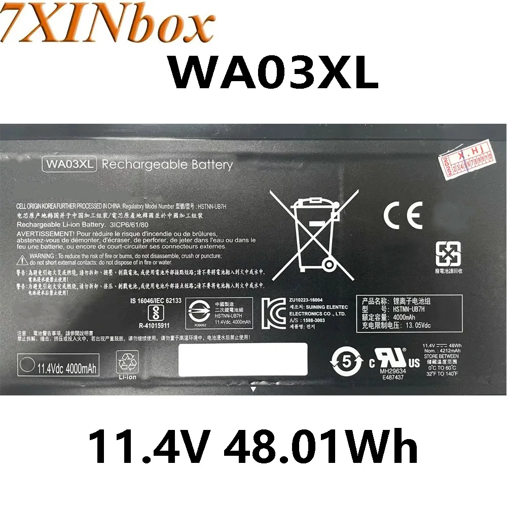 7XINbox WA03XL WAO3XL 11.4V 48.01Wh Laptop Battery for HP Pavilion X360 15 Series HSTNN-LB7T 916812-055 WA03048XL-PR
7XINbox WA03XL WAO3XL 11.4V 48.01Wh Laptop Battery for HP Pavilion X360 15 Series HSTNN-LB7T 916812-055 WA03048XL-PR