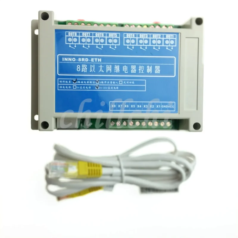 8 Way Network Ethernet, Internet Relay Switch, RJ45 Cable, TCP/IP, MODBUS, RTU