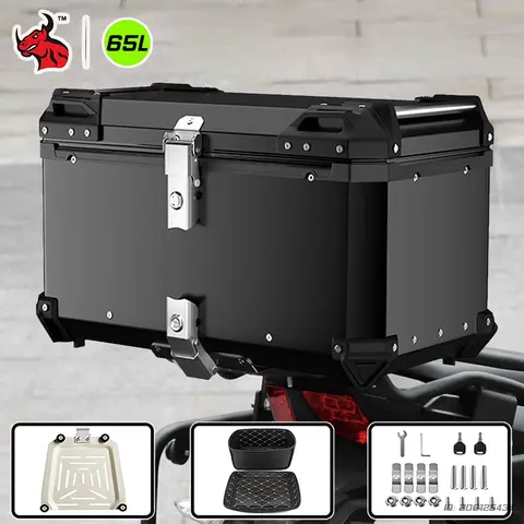 Universal Motorcycle Top Box Case 36L-65L Aluminum Luggage Tail Box Waterproof Storage For Scooter Motorbike Accessories