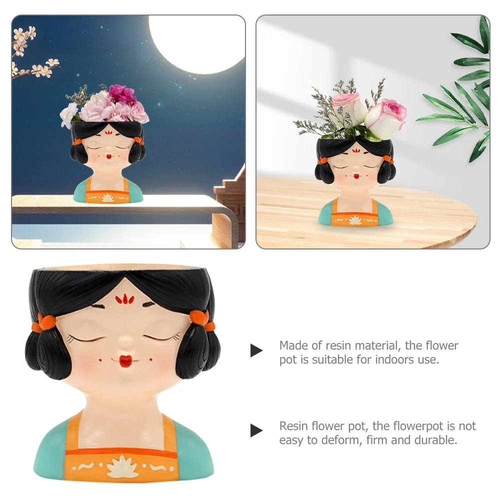 Small Retro Resin Flowerpot Cartoon Girl Shape Durable Indoor Decorative Planter for Succulents Cacti Office Desktop Small Plant
Small Retro Resin Flowerpot Cartoon Girl Shape Durable Indoor Decorative Planter for Succulents Cacti Office Desktop Small Plant