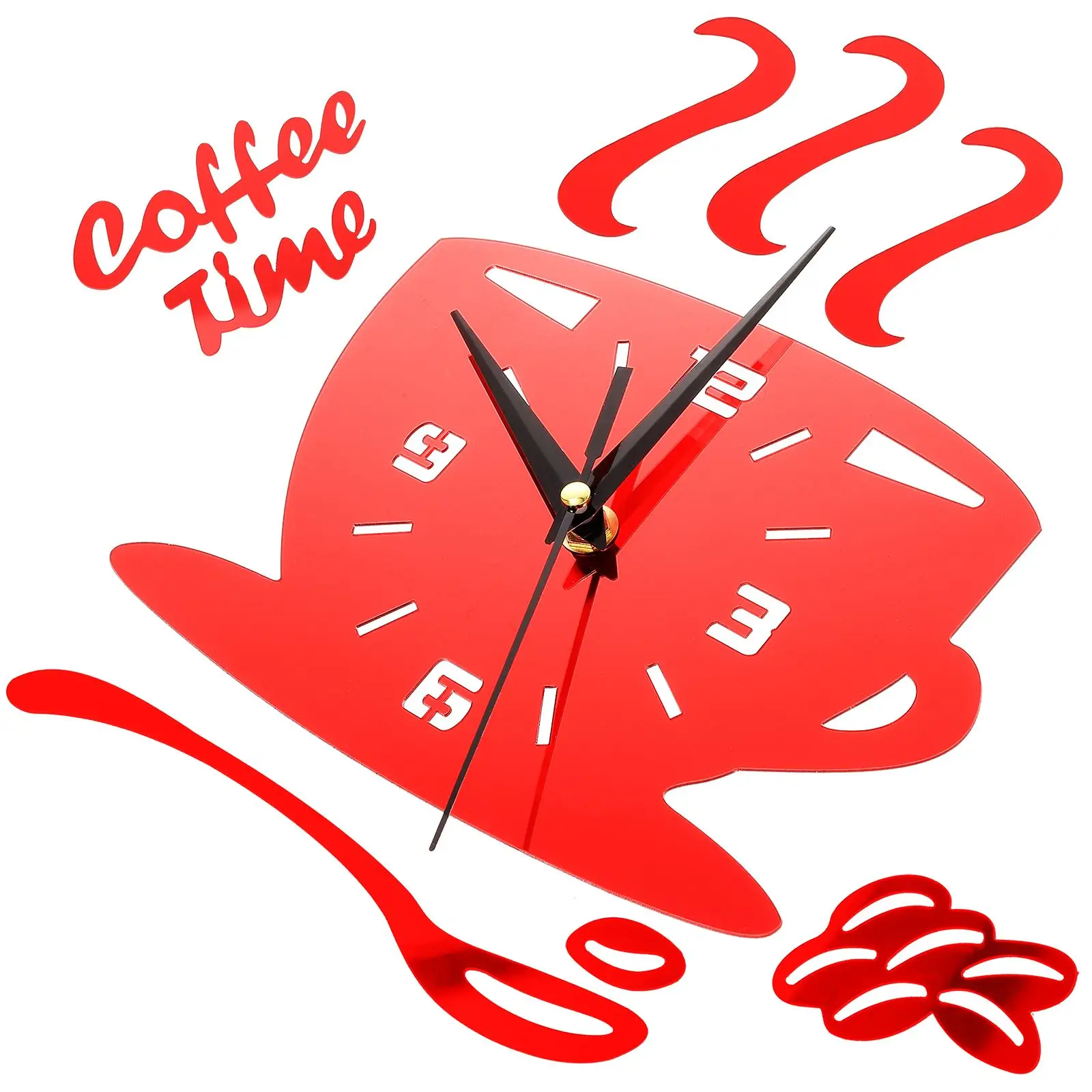 3D Coffee Clock Modern Acrylic Clock Kitchen DIY Decor Red Wall Clocks Living Room Decoration
3D Coffee Clock Modern Acrylic Clock Kitchen DIY Decor Red Wall Clocks Living Room Decoration