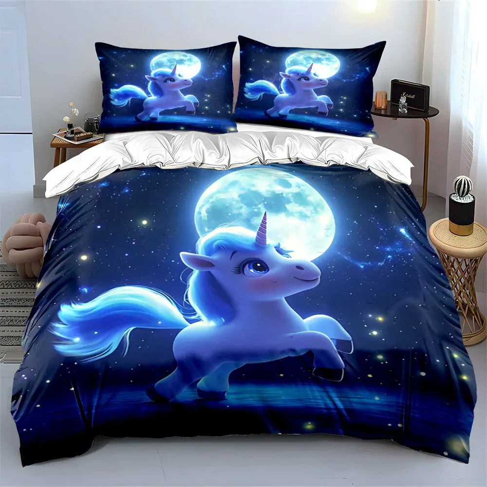 Enchanted Blue Unicorn and Full Moon Duvet Cover Set with 3D Printing Design Soft Polyester Bedding Set All-Season Comfort
Enchanted Blue Unicorn and Full Moon Duvet Cover Set with 3D Printing Design Soft Polyester Bedding Set All-Season Comfort