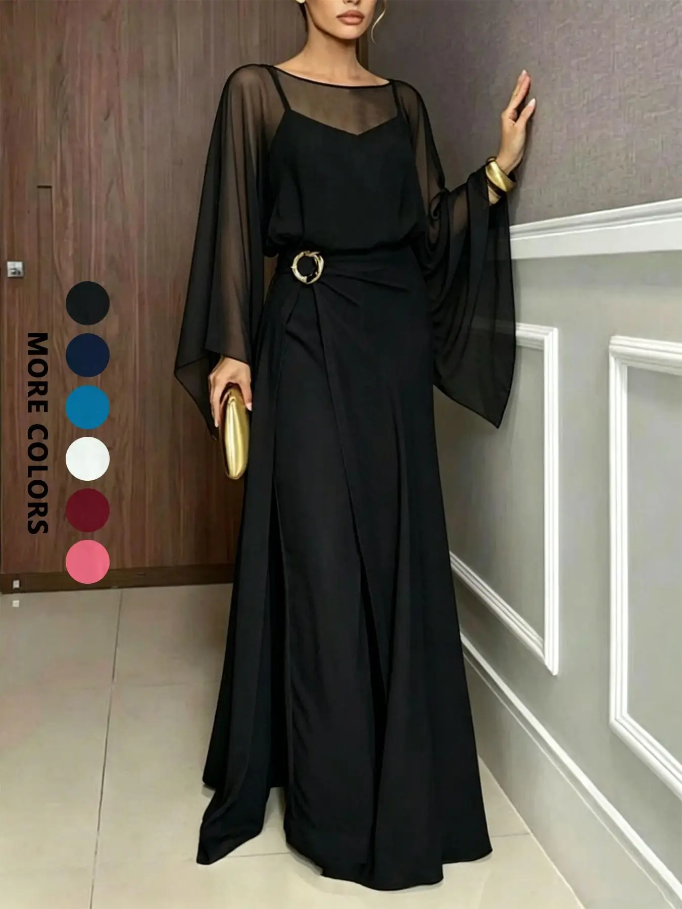 Summer new women's jumpsuit set, elegant solid color camisole jumpsuit top, paired with a long waist cinched cover for versatile
Summer new women's jumpsuit set, elegant solid color camisole jumpsuit top, paired with a long waist cinched cover for versatile