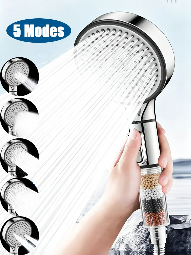 New 12CM Big Panel Filtered Purified Water Shower Head 5 Modes High Pressure Large Flow One-Key Stop Water Handheld Showerhead
New 12CM Big Panel Filtered Purified Water Shower Head 5 Modes High Pressure Large Flow One-Key Stop Water Handheld Showerhead