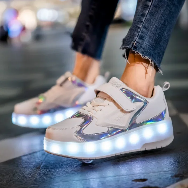 Children Two Wheels Luminous Glowing Sneakers Black Pink Led Light Roller Skate Shoes Kids Led Shoes Boys Girls USB Charging
Children Two Wheels Luminous Glowing Sneakers Black Pink Led Light Roller Skate Shoes Kids Led Shoes Boys Girls USB Charging