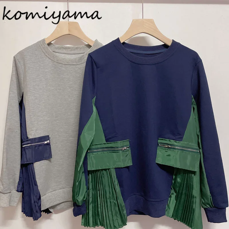 Контрастные плиссированные Ropa Mujer, лоскутные толстовки с карманами на молнии, женские толстовки с длинными рукавами и круглым вырезом, осенняя женская одежда, толстовка
Контрастные плиссированные Ropa Mujer, лоскутные толстовки с карманами на молнии, женские толстовки с длинными рукавами и круглым вырезом, осенняя женская одежда, толстовка