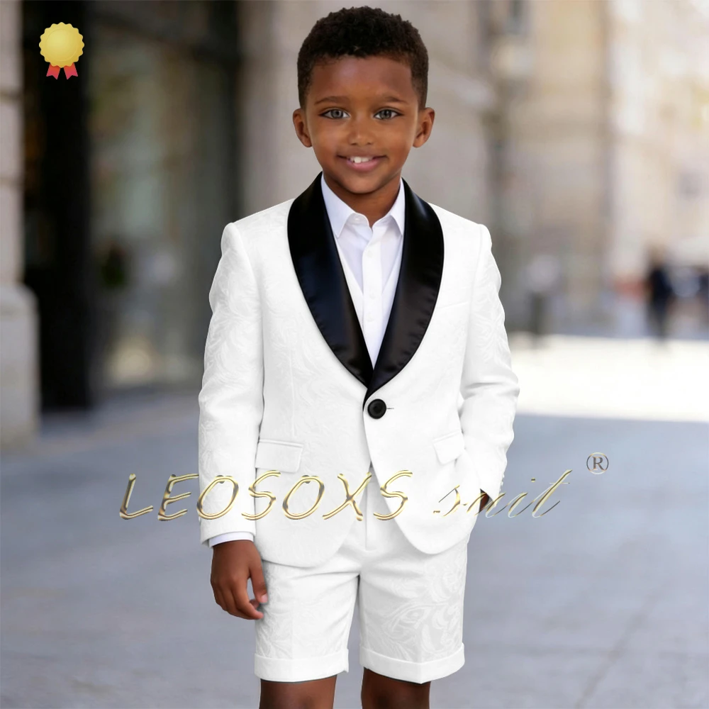 Boys' 2-Piece Jacquard Tuxedo Suit, Shawl Lapel Blazer & Rolled Hem Shorts for Wedding Ring Bearers & Formal Events
Boys' 2-Piece Jacquard Tuxedo Suit, Shawl Lapel Blazer & Rolled Hem Shorts for Wedding Ring Bearers & Formal Events