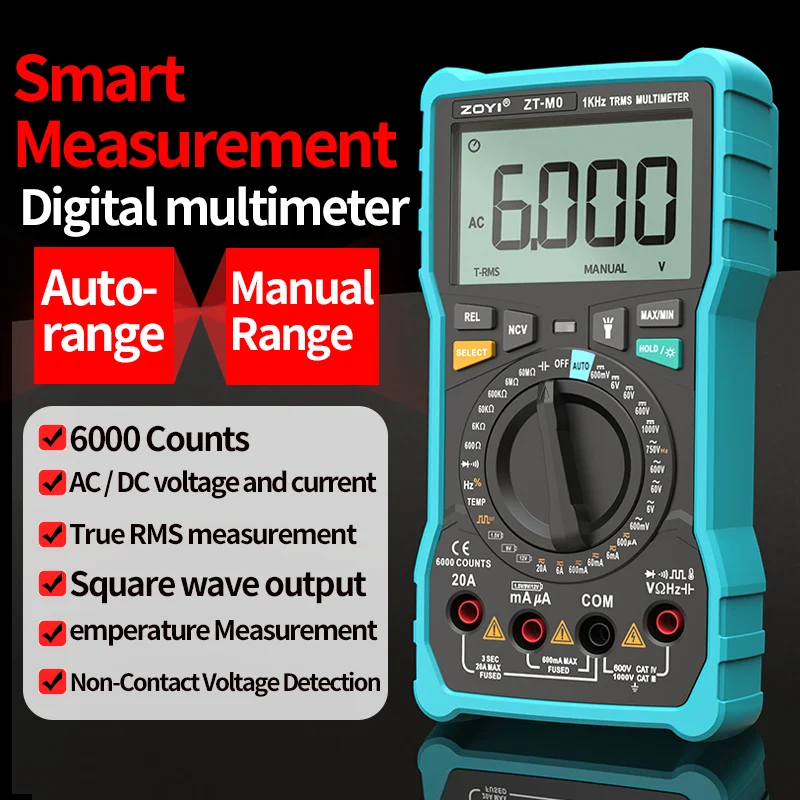 Цифровой мультиметр ZOYI ZTM0 профессиональный, 6000 измерений, тестер напряжения и тока AC/DC, NCV, измерение емкости, сопротивления, частоты, с функцией зуммера
Цифровой мультиметр ZOYI ZTM0 профессиональный, 6000 измерений, тестер напряжения и тока AC/DC, NCV, измерение емкости, сопротивления, частоты, с функцией зуммера