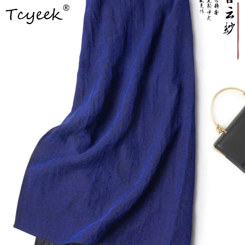 Tcyeek 100% Mulberry Silk Summer Thin High Waisted Retro Blue Straight Tube Mid Length Women's Skirt Faldas Para Mujeres スカート
Tcyeek 100% Mulberry Silk Summer Thin High Waisted Retro Blue Straight Tube Mid Length Women's Skirt Faldas Para Mujeres スカート