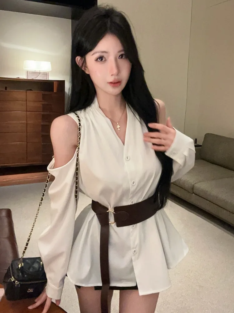 Spicy Shoulder Bared Long Sleeve Shirt Women's Belted mid Length Top Vintage Style Commute Loose Fit Polyester Fiber Spring A...
Spicy Shoulder Bared Long Sleeve Shirt Women's Belted mid Length Top Vintage Style Commute Loose Fit Polyester Fiber Spring A...