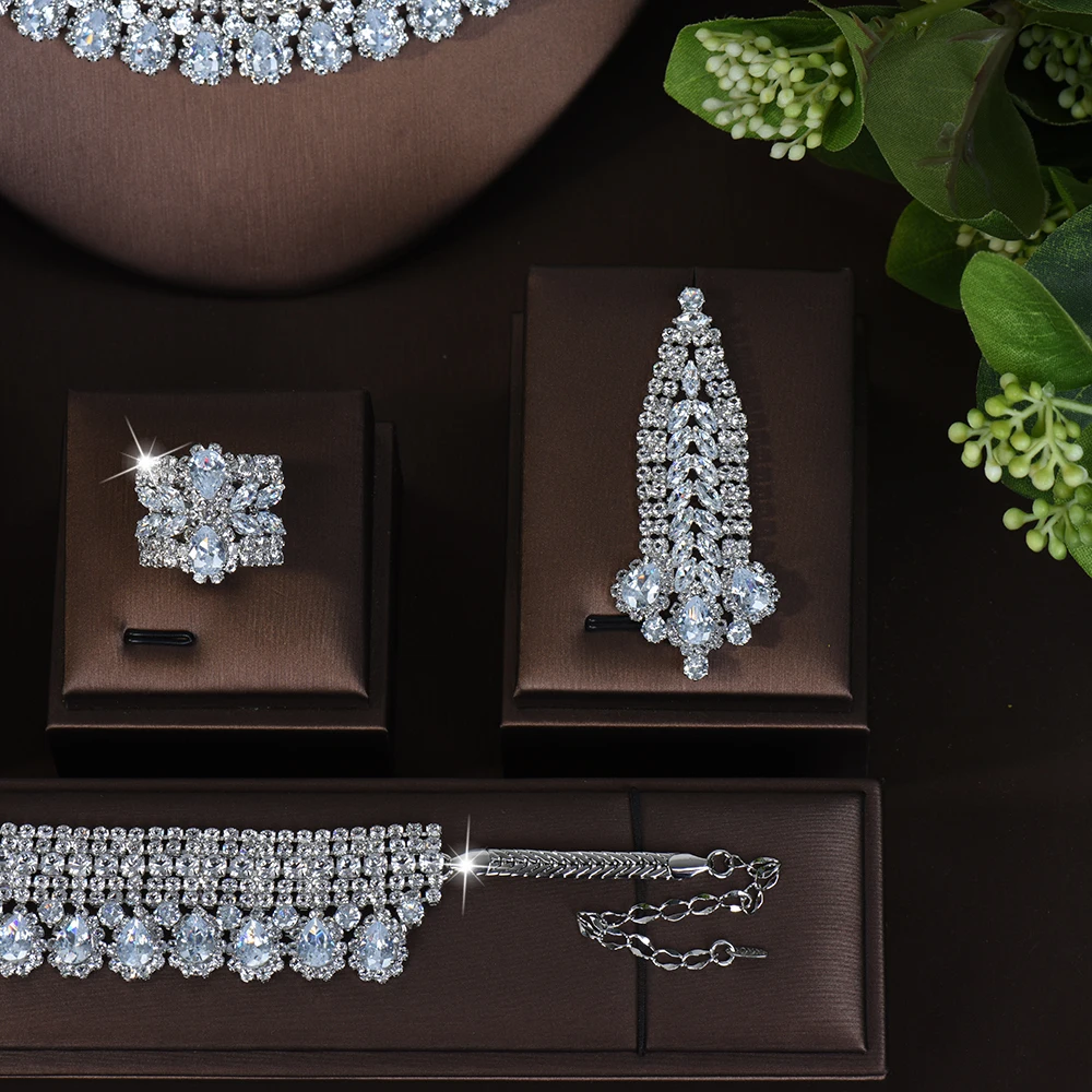 HIBRIDE Dazzling Women's Focuslight Luxury Jewelry 4-Piece Necklace Earrings Bracelet Travel Dubai Wedding Prom Gift S-832
HIBRIDE Dazzling Women's Focuslight Luxury Jewelry 4-Piece Necklace Earrings Bracelet Travel Dubai Wedding Prom Gift S-832
