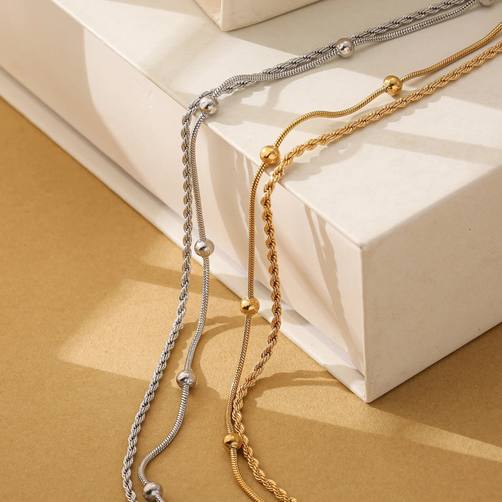Twist Chain & Snake Chain Anklet/Bracelet, Stainless Steel, Adjustable Hypoallergenic
Twist Chain & Snake Chain Anklet/Bracelet, Stainless Steel, Adjustable Hypoallergenic