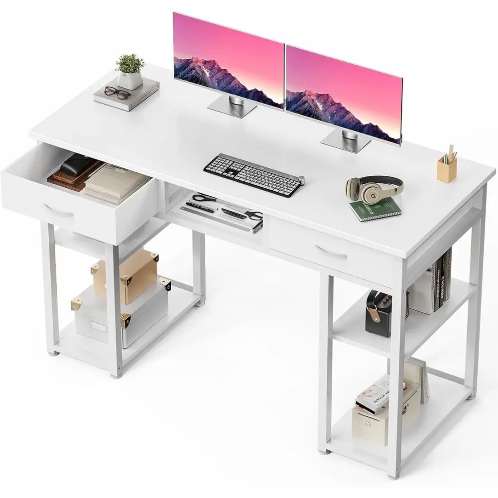48" Small Computer Home Oice Desk or Bedroom with Ders, Gaming Writing Study Table with Storage Shel, Adjustable eet, Metal e Wh
48" Small Computer Home Oice Desk or Bedroom with Ders, Gaming Writing Study Table with Storage Shel, Adjustable eet, Metal e Wh