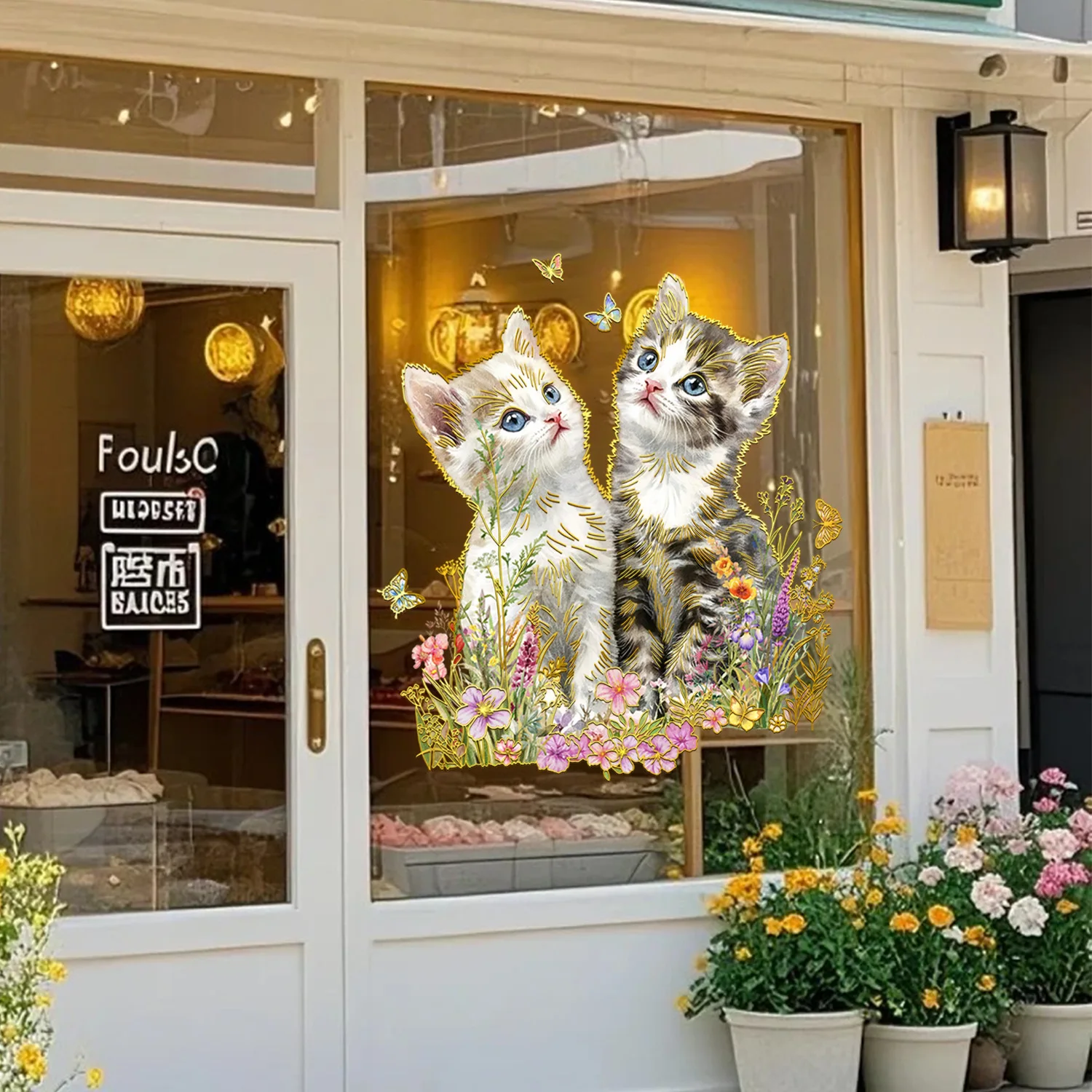 Gold Foil Cat & Floral Window Clings - Double-Sided Kitty Stickers for Whimsical Home & Shop Decor
Gold Foil Cat & Floral Window Clings - Double-Sided Kitty Stickers for Whimsical Home & Shop Decor
