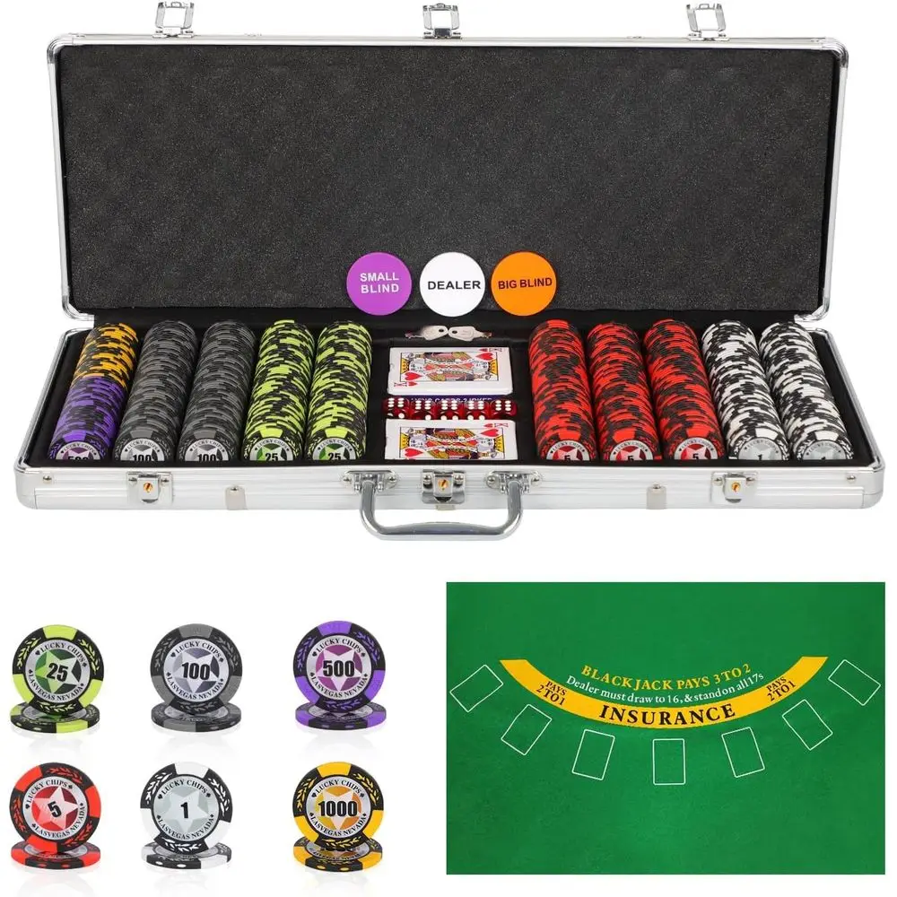 ORIENGEAR Poker Chip Set with Denominations, 500 PCS 14 GClay Composite Casino Chips with Case, 2 Decks o Cards and Game Tablecl
ORIENGEAR Poker Chip Set with Denominations, 500 PCS 14 GClay Composite Casino Chips with Case, 2 Decks o Cards and Game Tablecl