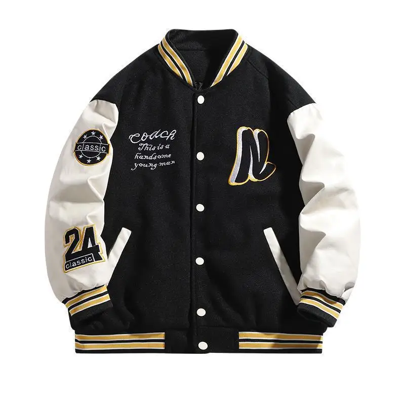 OIMG Men Baseball Jacket Men's Stand Collar Striped Letter Pattern Cardigan Baseball Coat with Pockets Loose Long Sleeve Thick
OIMG Men Baseball Jacket Men's Stand Collar Striped Letter Pattern Cardigan Baseball Coat with Pockets Loose Long Sleeve Thick