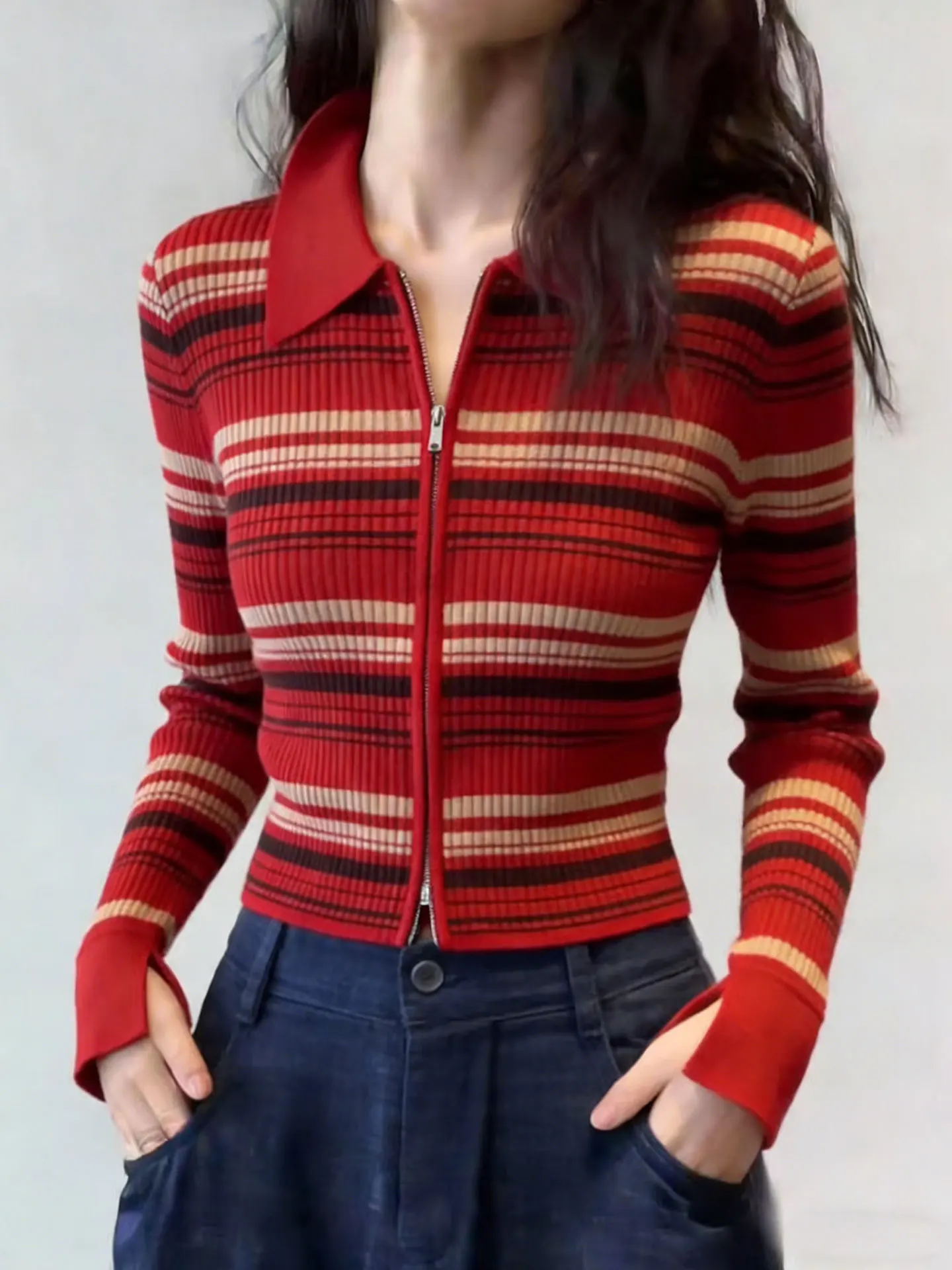 Elegant Long Sleeve Knitted Base Shirt Zipper Design Commute Style Women's Top Slimming Spring Fashion Inner Wear
Elegant Long Sleeve Knitted Base Shirt Zipper Design Commute Style Women's Top Slimming Spring Fashion Inner Wear