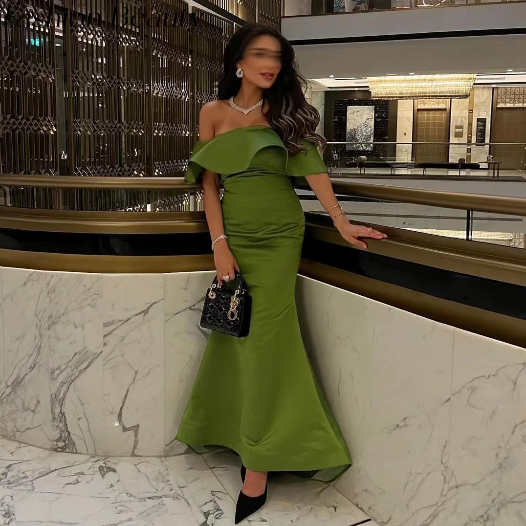 Fashion Beauty Green Satin Evening Dresses Off Shoulder Floor-length Mermaid Formal Party Dress For Women 2024 فساتين السهرة
Fashion Beauty Green Satin Evening Dresses Off Shoulder Floor-length Mermaid Formal Party Dress For Women 2024 فساتين السهرة