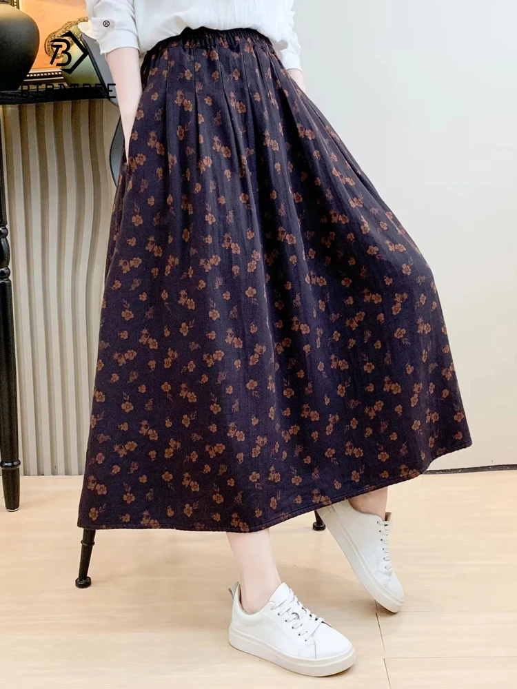 New 2025 Autumn Cotton Skirt, Women Elastic High Waist Floral Print, Mori Girl French Retro Casual Loose A-line Skirt B5O641CC
New 2025 Autumn Cotton Skirt, Women Elastic High Waist Floral Print, Mori Girl French Retro Casual Loose A-line Skirt B5O641CC